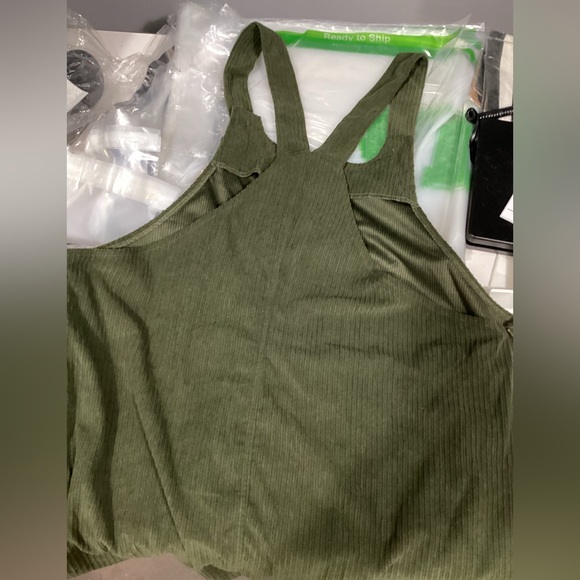 Corduroy Plus Size Overalls Dress for Women, Solid Color, Sleeveless, Woven 3XL - Picture 3 of 4